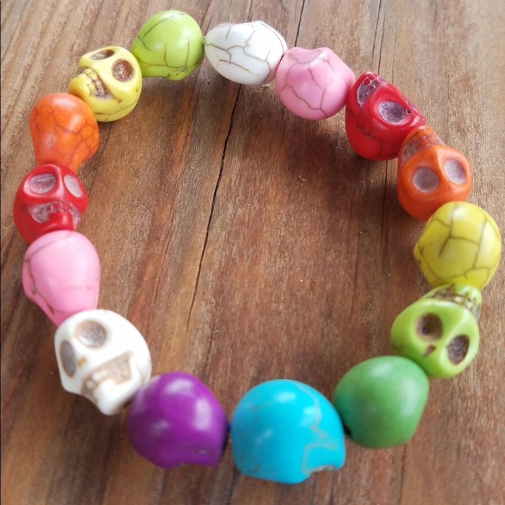 Rainbow skull bracelet